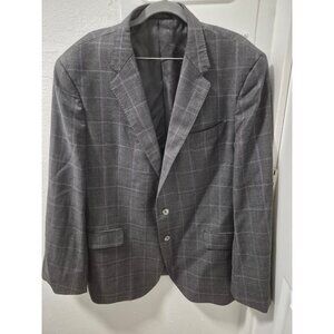 Jos A Bank 46R Blue Plaid Tailored Fit Super 110s Vitale Barberis Canonico